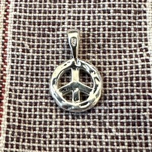 Cute Sterling Silver Mini Peace Sign Pendant